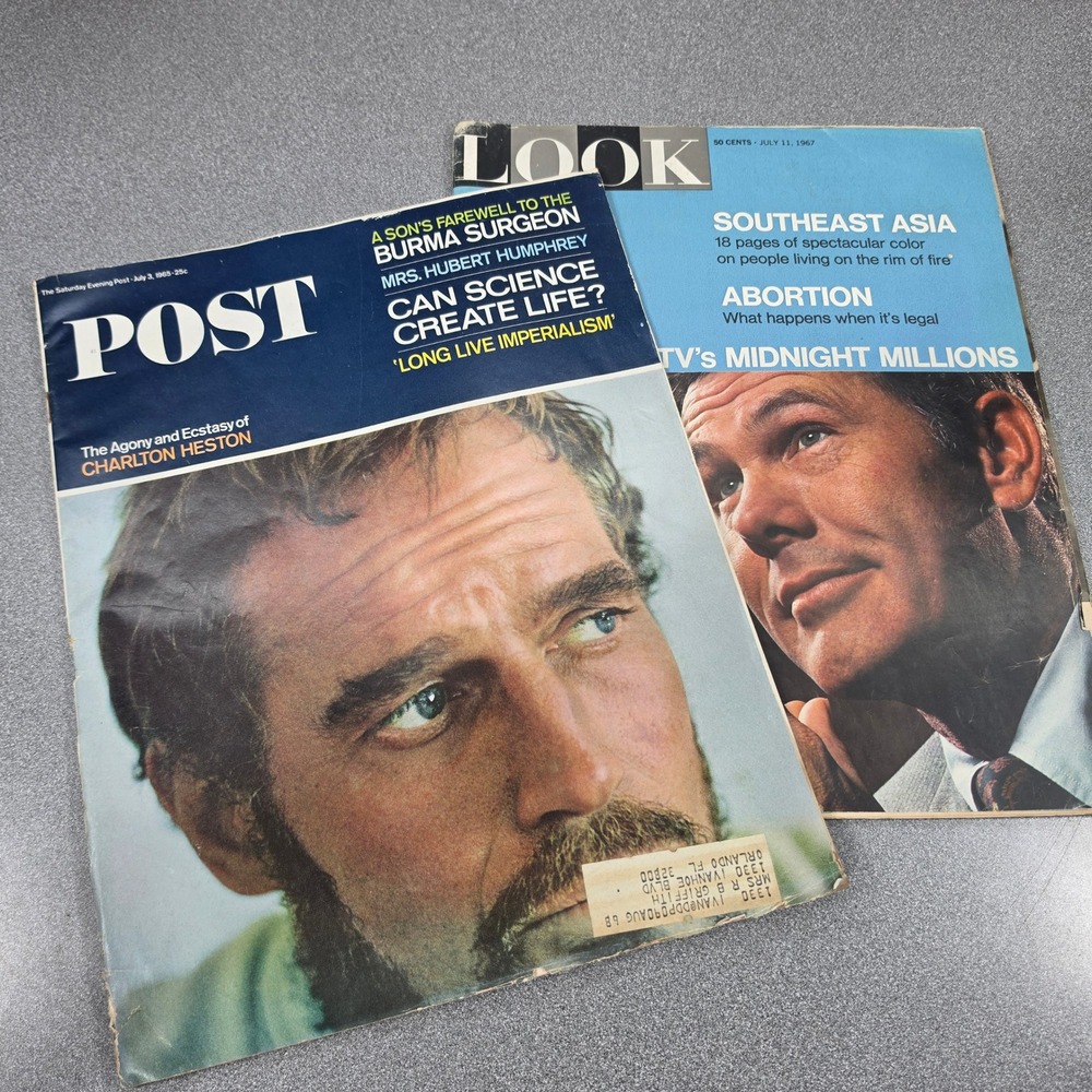 LOOK & POST Magazine Lot 1965 1967‎ Charlton Heston Johnny Carson Fair Vintage
